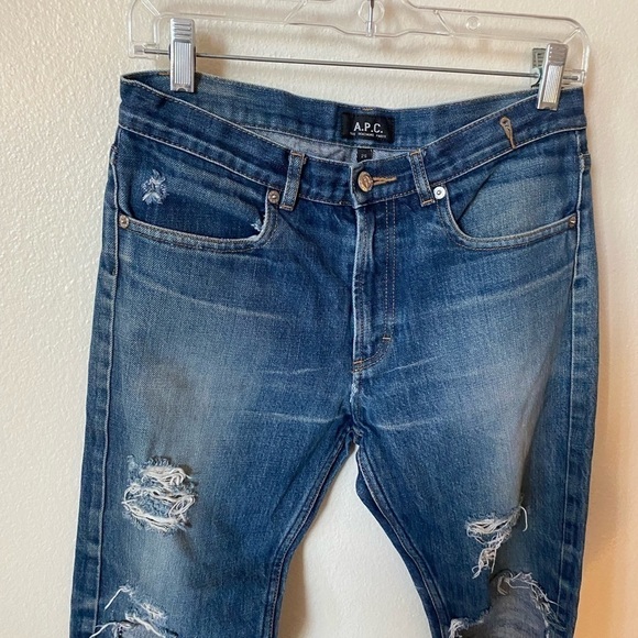 A.P.C. Women's Distressed Selvedge Denim Slim Fit Jeans Size 29 100% Cotton - Picture 2 of 11